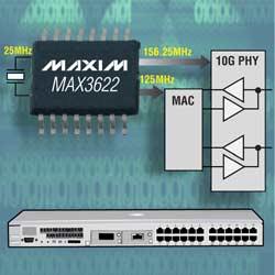 MAX3622：Maxim網絡設備用超低抖動、兩路輸出時鍾發生器