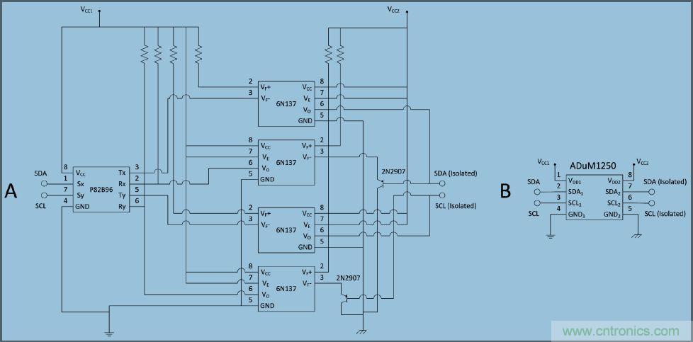 I2C緩衝器和4個光耦合器與單片IC