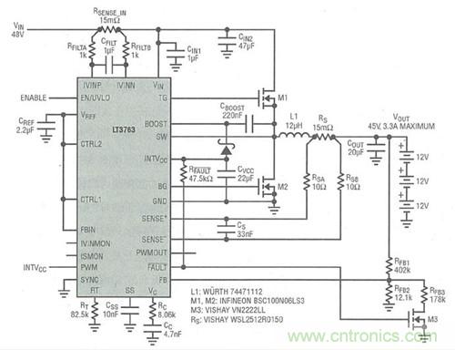 圖4：3. 3A電流、6節電池(36V)SLA電池充電器