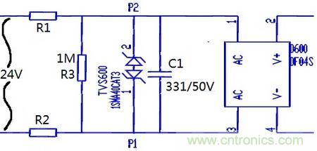 案例1：輸入端24V波動，R1和R2常被燒壞。