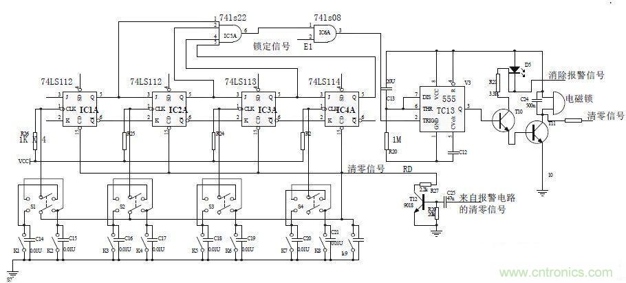 鍵盤輸入、密碼修改、密碼檢測、開鎖、執行電路