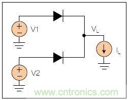 兩個電源的二極管&ldquo;或&rdquo;電路向負載供電