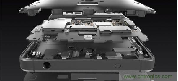 手機的內部結構，其中決定手機堅固程度的部分就是邊框與骨架