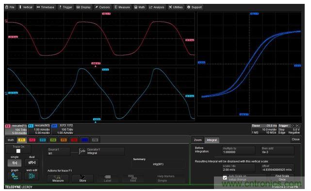 根據電感上的電壓和流經電感的電流產生並經過適當調整的磁滯圖