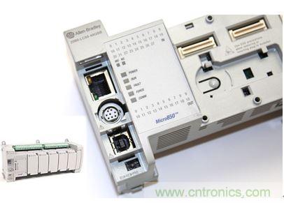 圖1：Allen-Bradley Micro850可編程邏輯控製器(PLC)的價格約為500美元，是高度堅固、可配置、隔離性和易用性方麵的標杆，盡管有PC/嵌入式計算設備的競爭，仍在工廠自動化領域中保持著強勢地位。