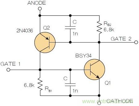 圖2：增加兩個電容值為1nF的SMD陶瓷電容器後，可以在&Delta;V達到10V的情況下防止導通。