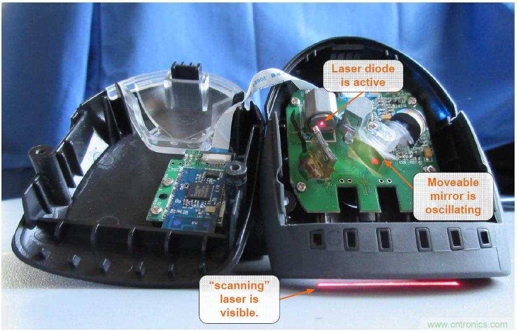 拆解45美元的藍牙無線條碼掃描槍，發現裏麵鏡中有鏡