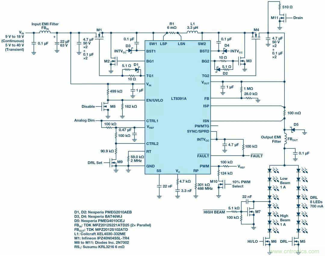 一顆芯驅動整個車前燈組，這個控製器是怎麼做到滴？
