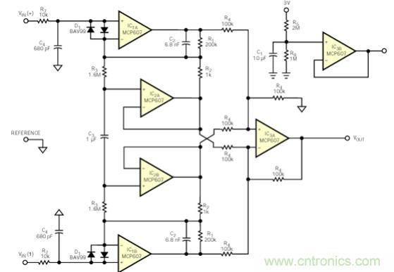 采用交流耦合儀表放大器實現共模抑製比性能的設計電路應用