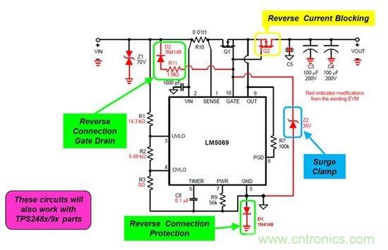 針對反向連接、浪湧鉗位以及反向電流保護進行防禦