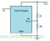 如何使用電源設計中的分壓器調節輸出電壓？