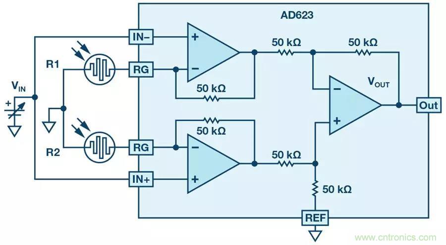 你有沒有試過用儀表放大器測量兩個光源的相對強度？
