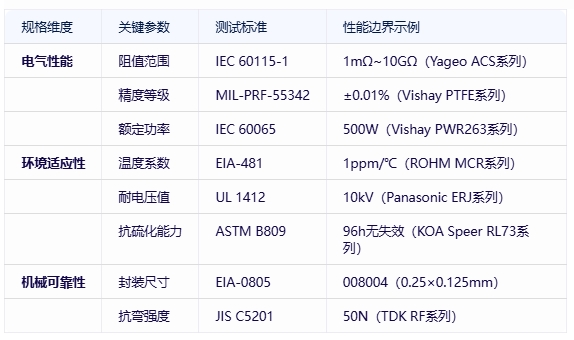 電阻器分類、規格要素及全球頭部廠商對比分析