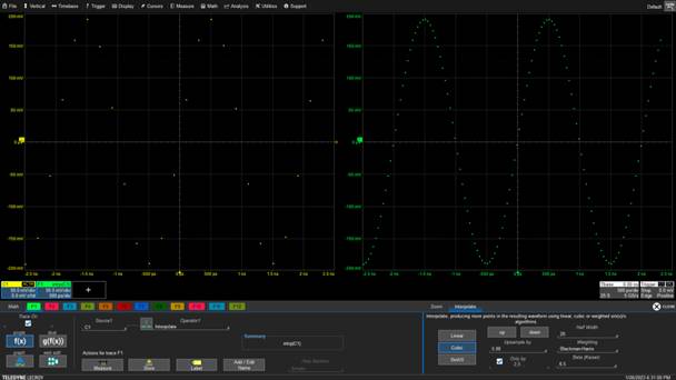 縮小數字示波器波形中的間隙
