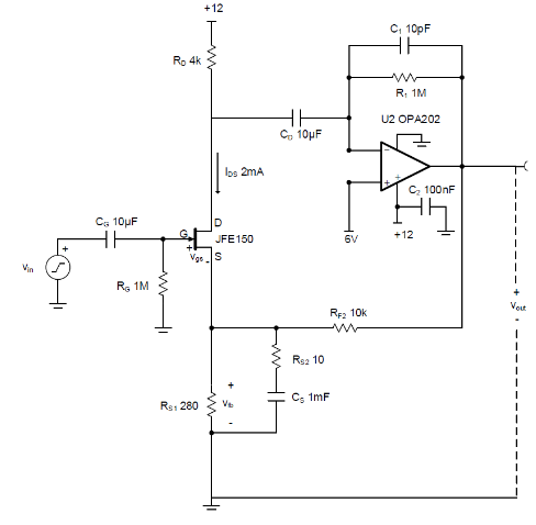 如何使用分立式 JFET 放大低噪聲電路中的小信號？